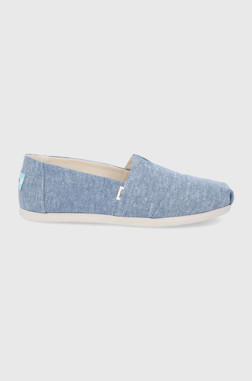 Espadrile dama Toms  de vara din material textil cu toc plat si talpa din guma Alpargata