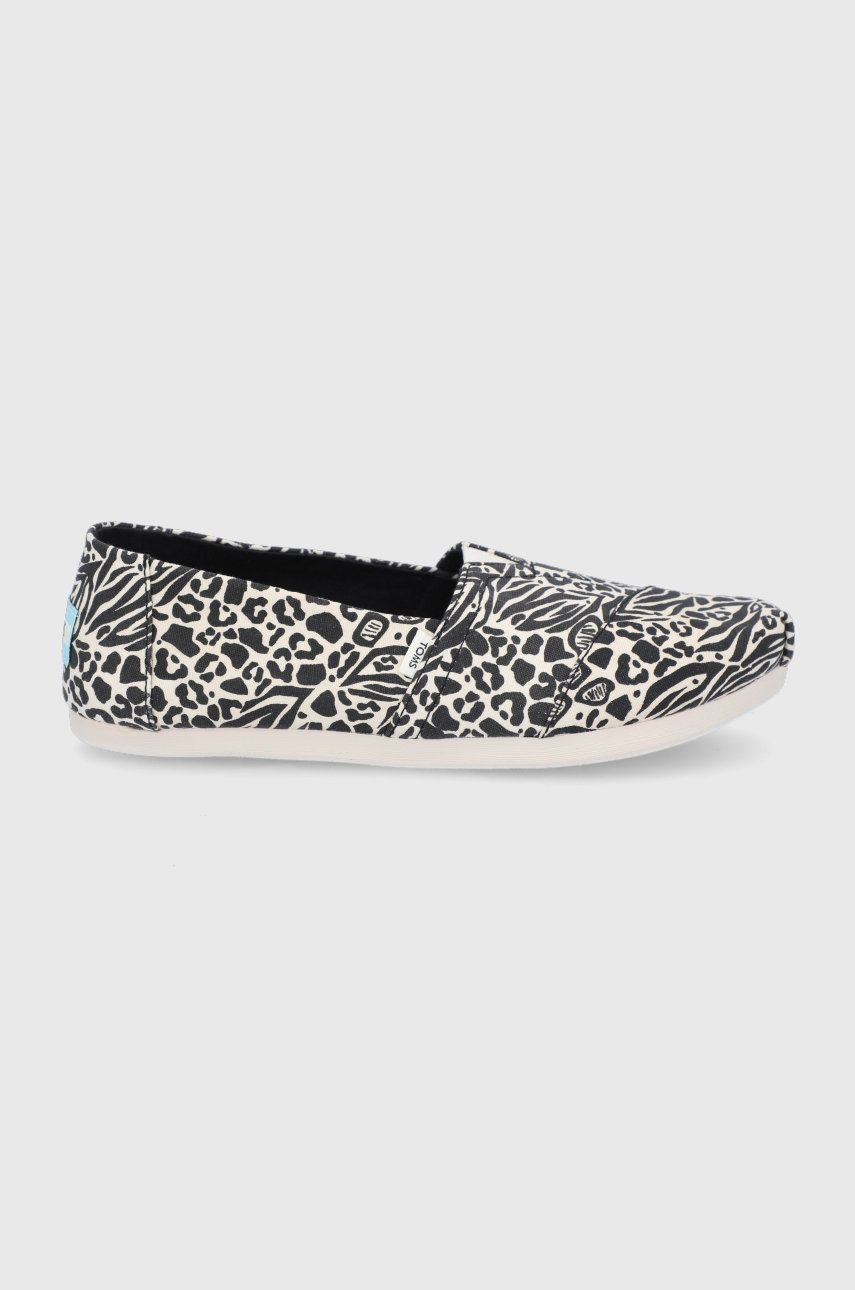 Espadrile dama Toms negre casual din material textil  cu talpa din guma