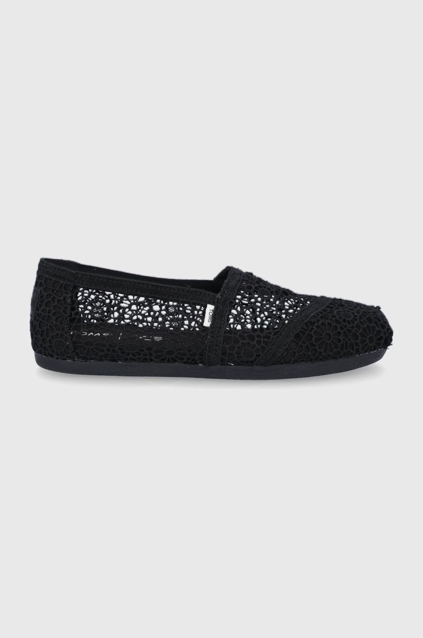 Espadrile dama Toms negre de vara din material textil  cu talpa din guma Alpargata