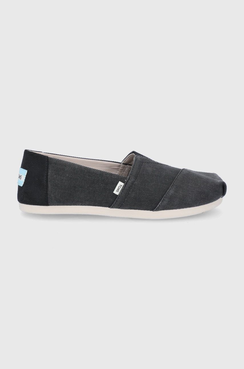 Espadrile dama Toms negre de vara din material textil  cu talpa din guma