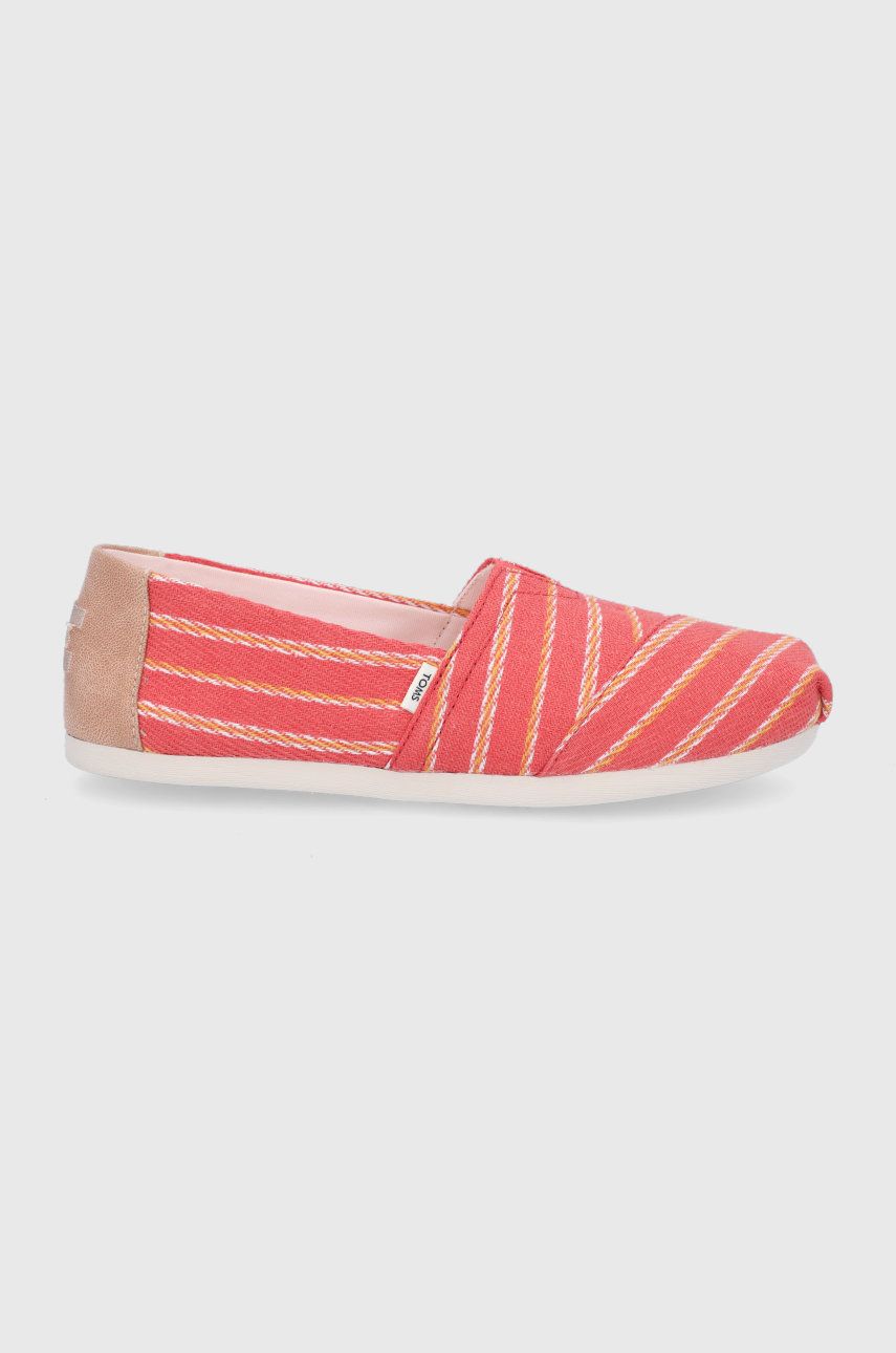 Espadrile dama Toms rosii de vara din material textil   Alpargata