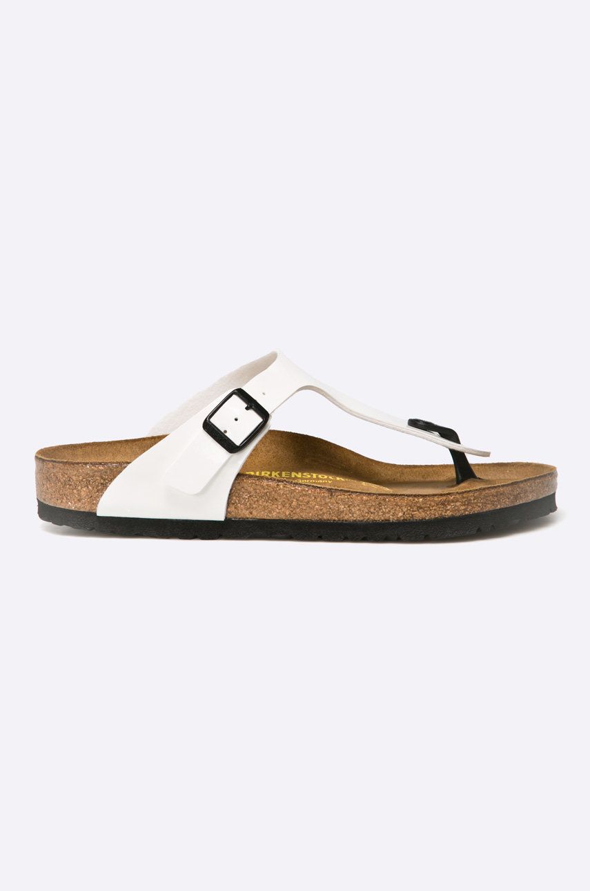 Papuci  Birkenstock dama de ocazie din material sintetic cu toc plat si talpa din guma Gizeh White online