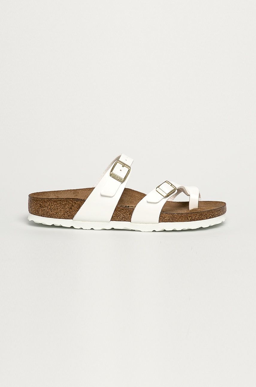 Papuci  Birkenstock dama de ocazie din material sintetic cu toc plat si talpa din guma Mayari online