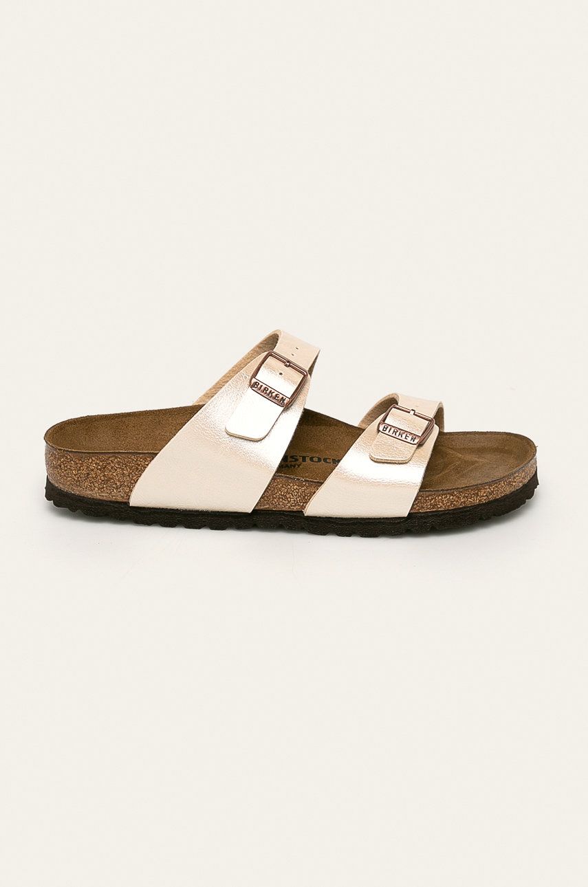 Papuci  Birkenstock dama de ocazie din piele intoarsa cu talpa din guma si interior confortabil Sydney online