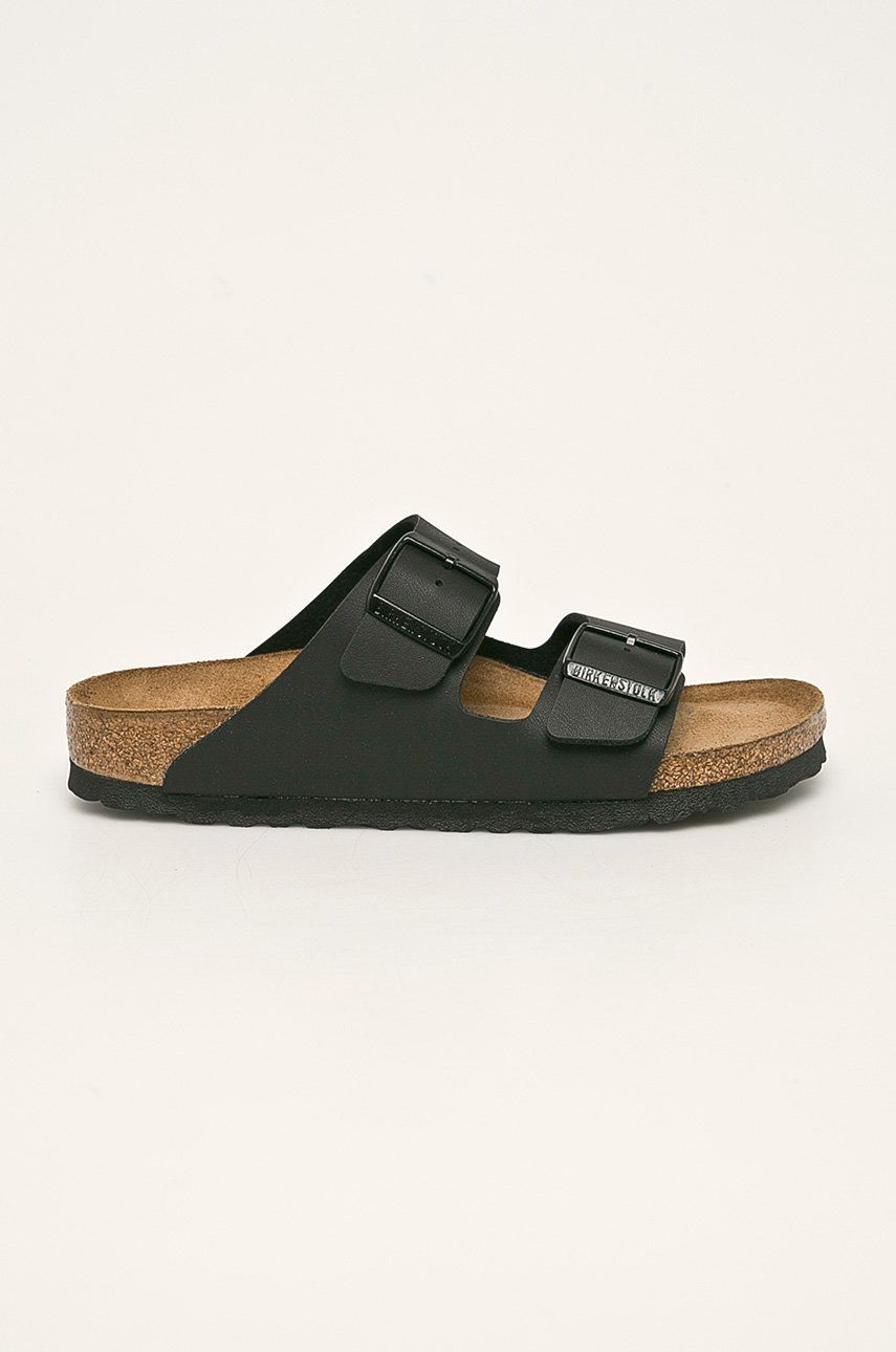 Papuci  Birkenstock dama de ocazie din piele intoarsa cu toc plat si talpa sculptata Ariona online