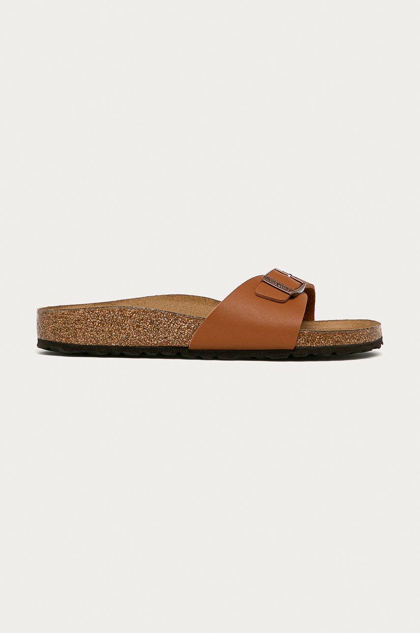 Papuci  Birkenstock dama de ocazie din piele intoarsa cu toc plat si talpa stabila Madrid