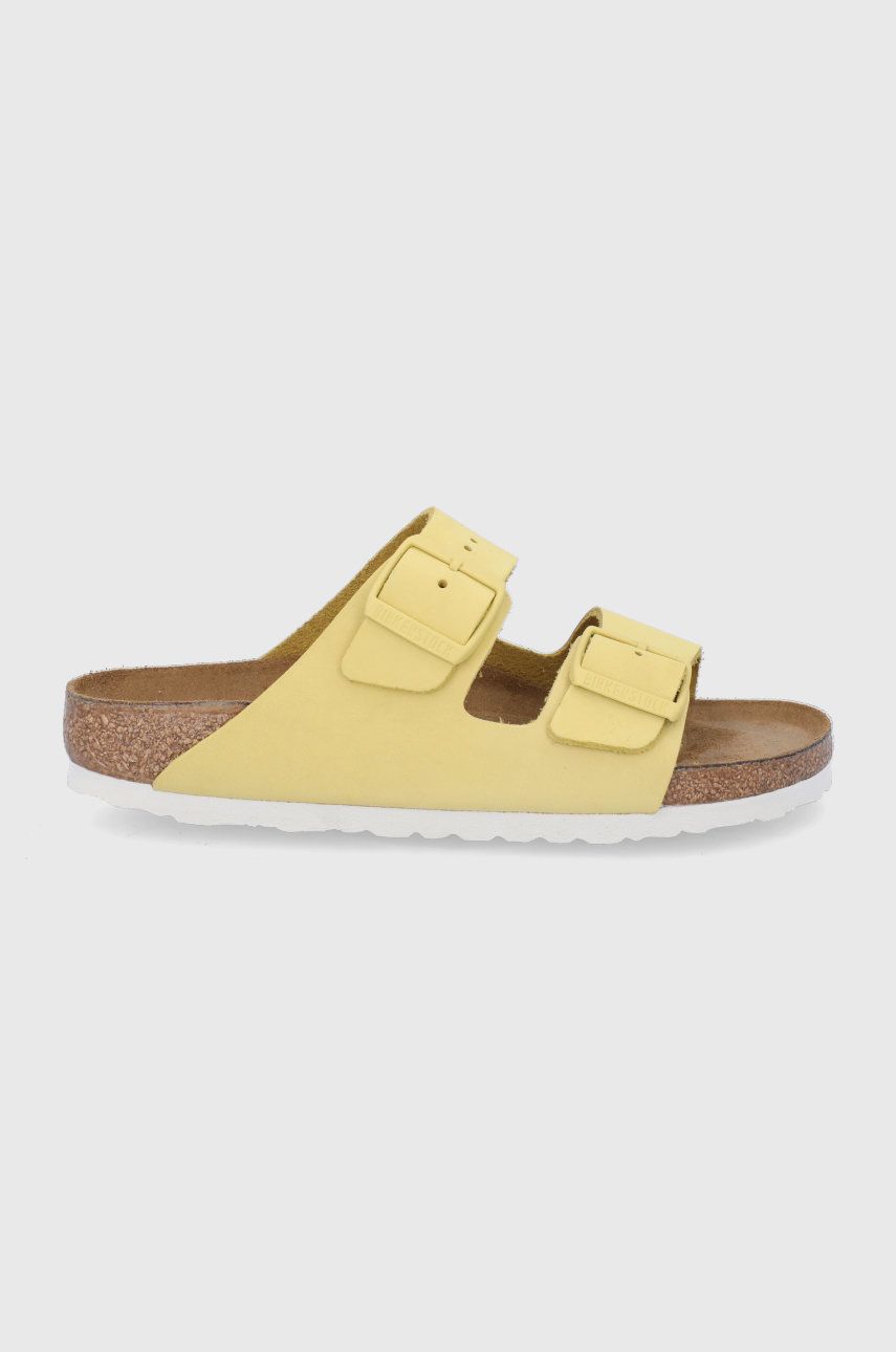 Papuci  Birkenstock dama de primavara din piele intoarsa  cu talpa sculptata Arizona BS online