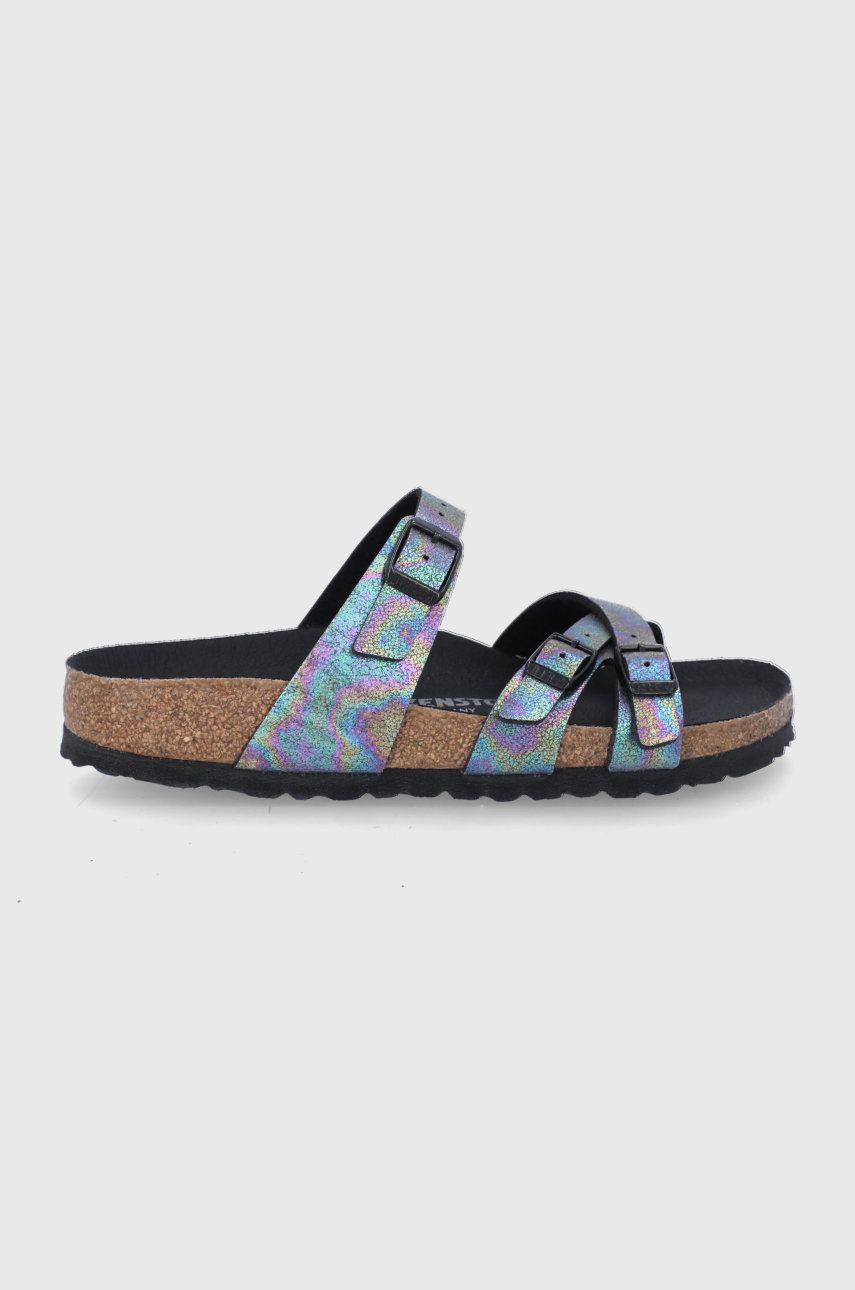 Papuci  Birkenstock dama de vara din material sintetic cu toc plat  Franca