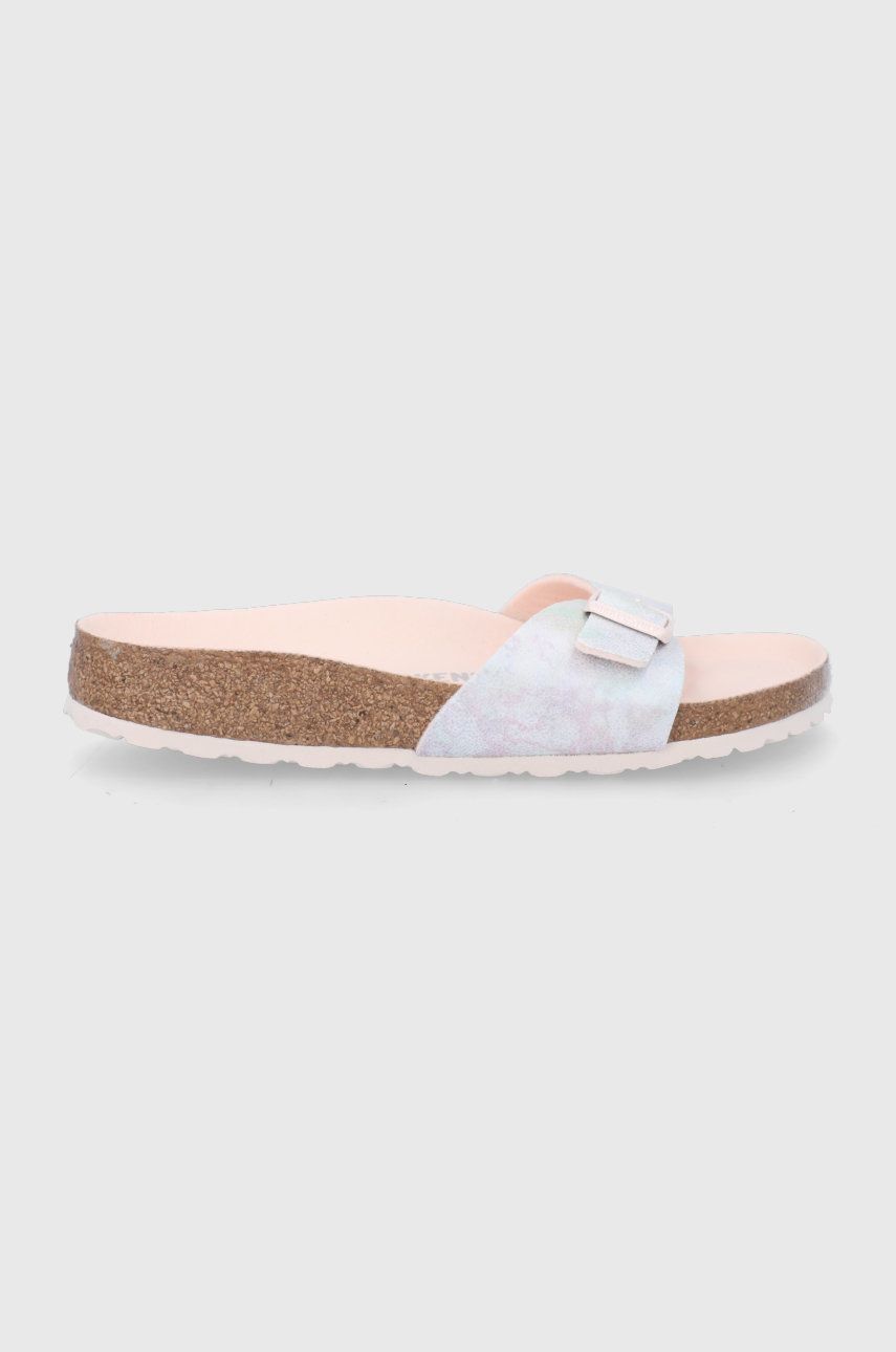 Papuci  Birkenstock dama de vara din material sintetic cu toc plat si talpa stabila Madrid