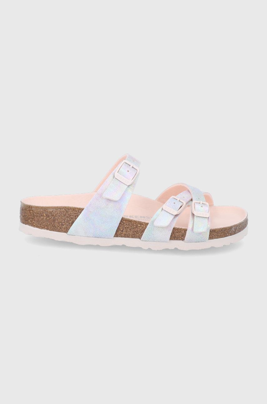 Papuci  Birkenstock dama de vara din piele intoarsa cu talpa din guma si interior confortabil Franca