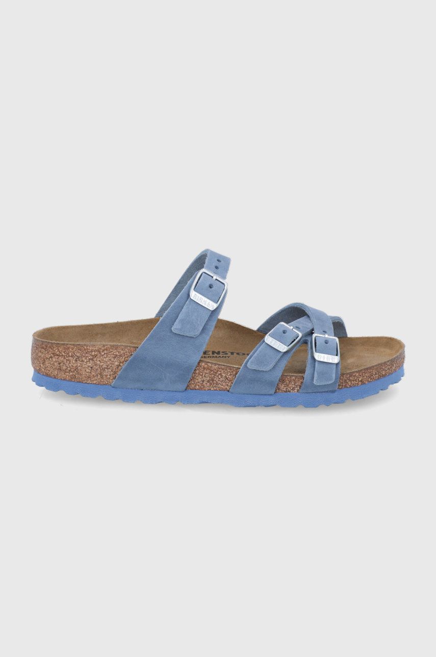 Papuci  Birkenstock dama de zi din piele intoarsa  cu talpa din guma Franca online