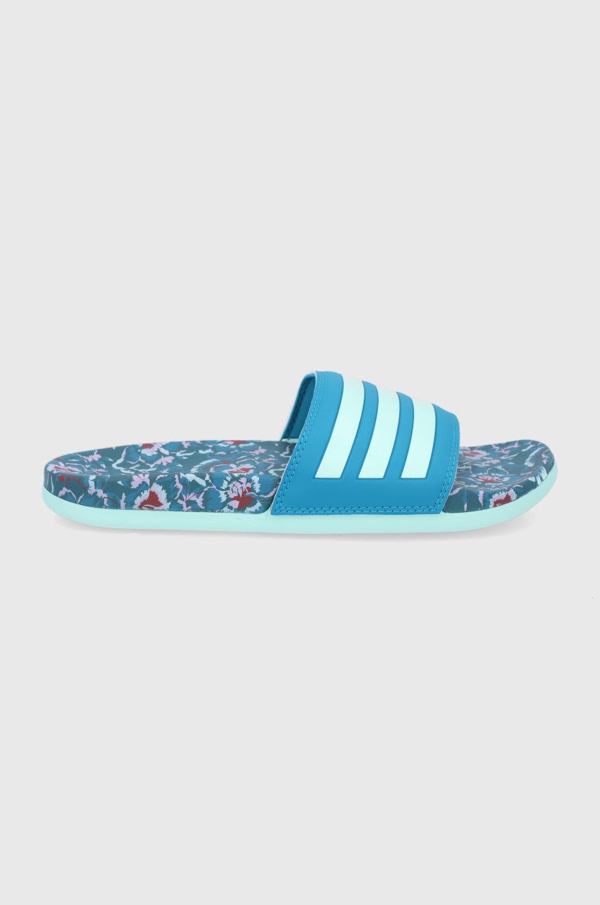 Papuci  adidas dama de ocazie din piele intoarsa cu toc plat si talpa din guma Adilette online