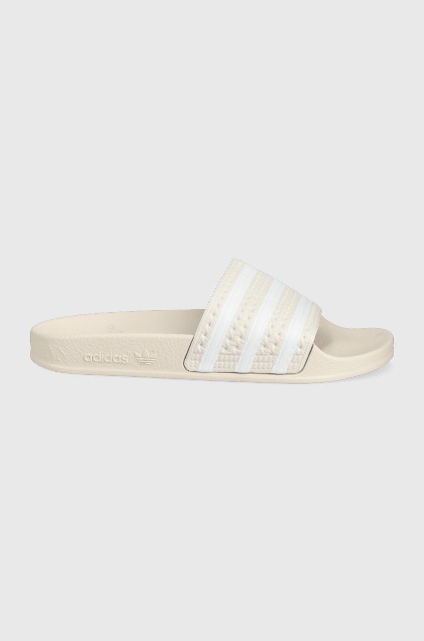 Papuci bej adidas Originals dama de ocazie din material sintetic cu toc plat si talpa din guma Adilette online