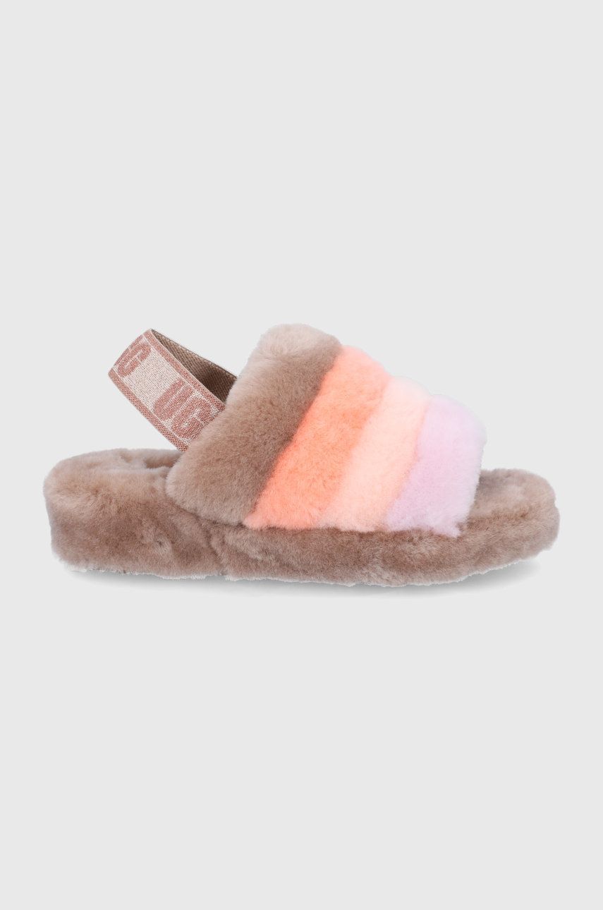 Papuci de casa dama  Ugg  din lana cu talpa din guma  Fluff Yeah online