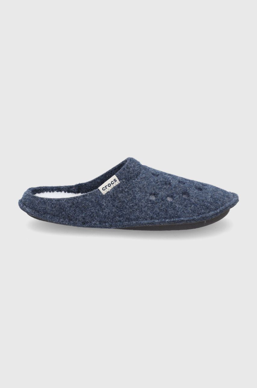 Papuci de casa bleumarin Crocs dama  din material textil cu talpa comoda