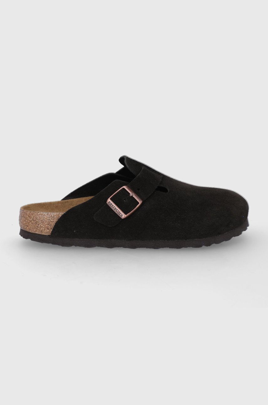 Papuci de casa dama maro Birkenstock  din piele intoarsa   Boston online