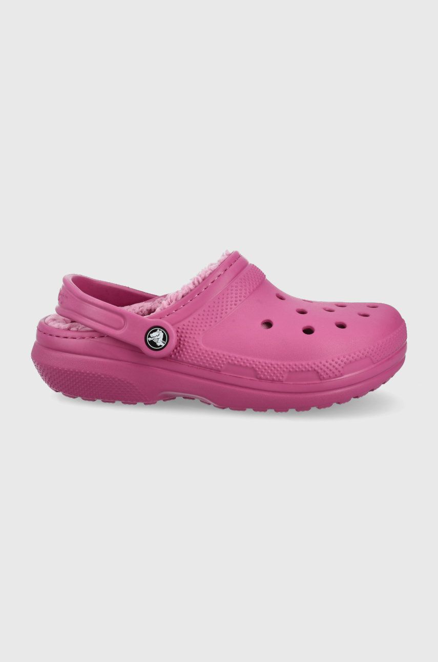 Papuci de casa violet Crocs dama  din material sintetic cu talpa anti-alunecare din cauciuc