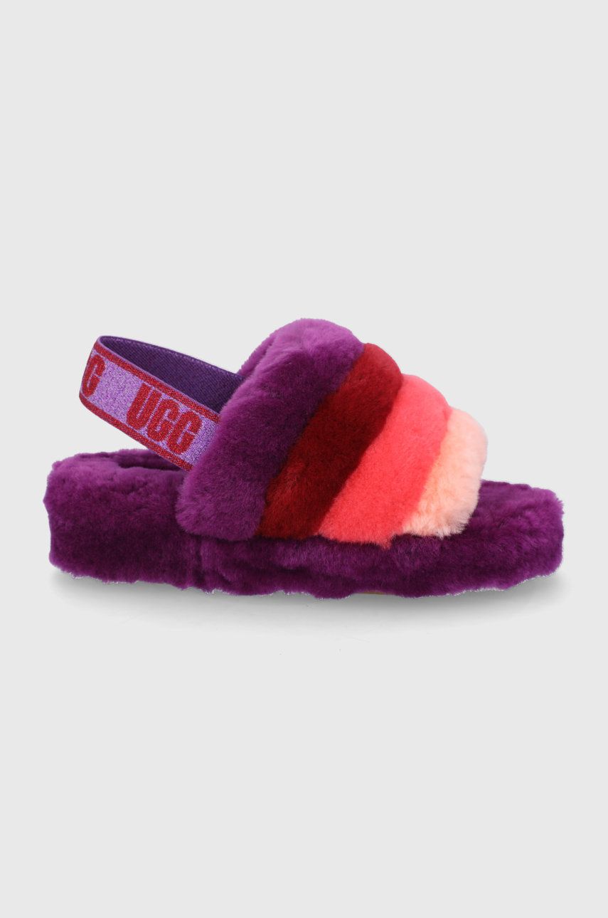 Papuci de casa dama violet Ugg  din lana cu talpa comoda cu varf rotund  online