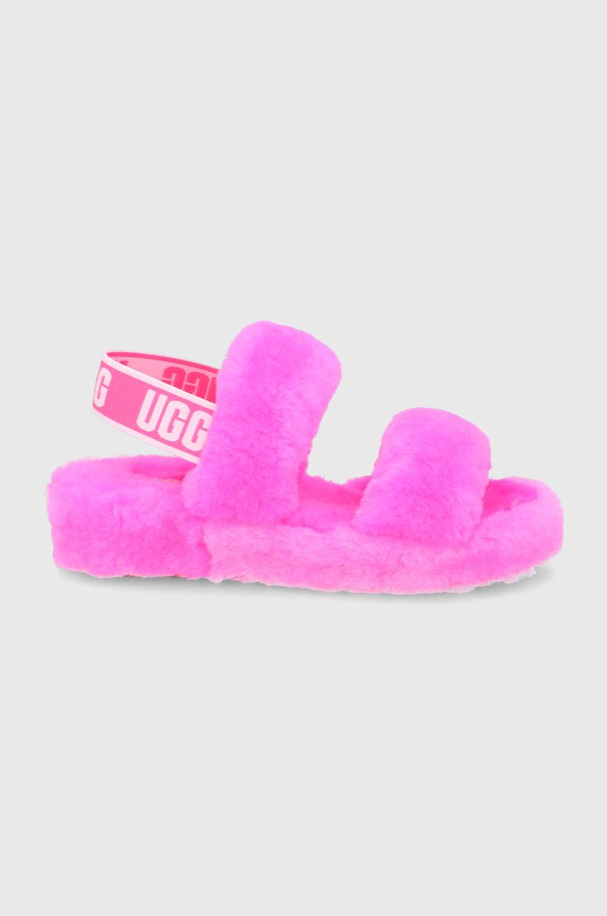 Papuci de casa dama violet Ugg  din lana cu talpa din guma   online