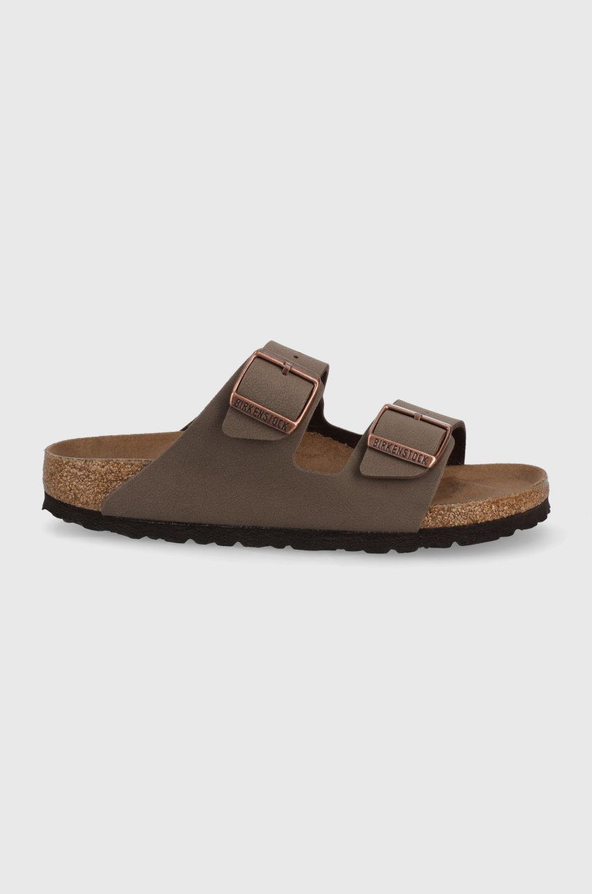 Papuci maro Birkenstock dama de zi din piele intoarsa  cu talpa din guma Arizona online