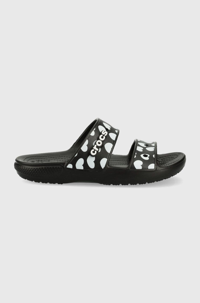 Papuci negri Crocs dama de ocazie din material sintetic  cu talpa din spuma