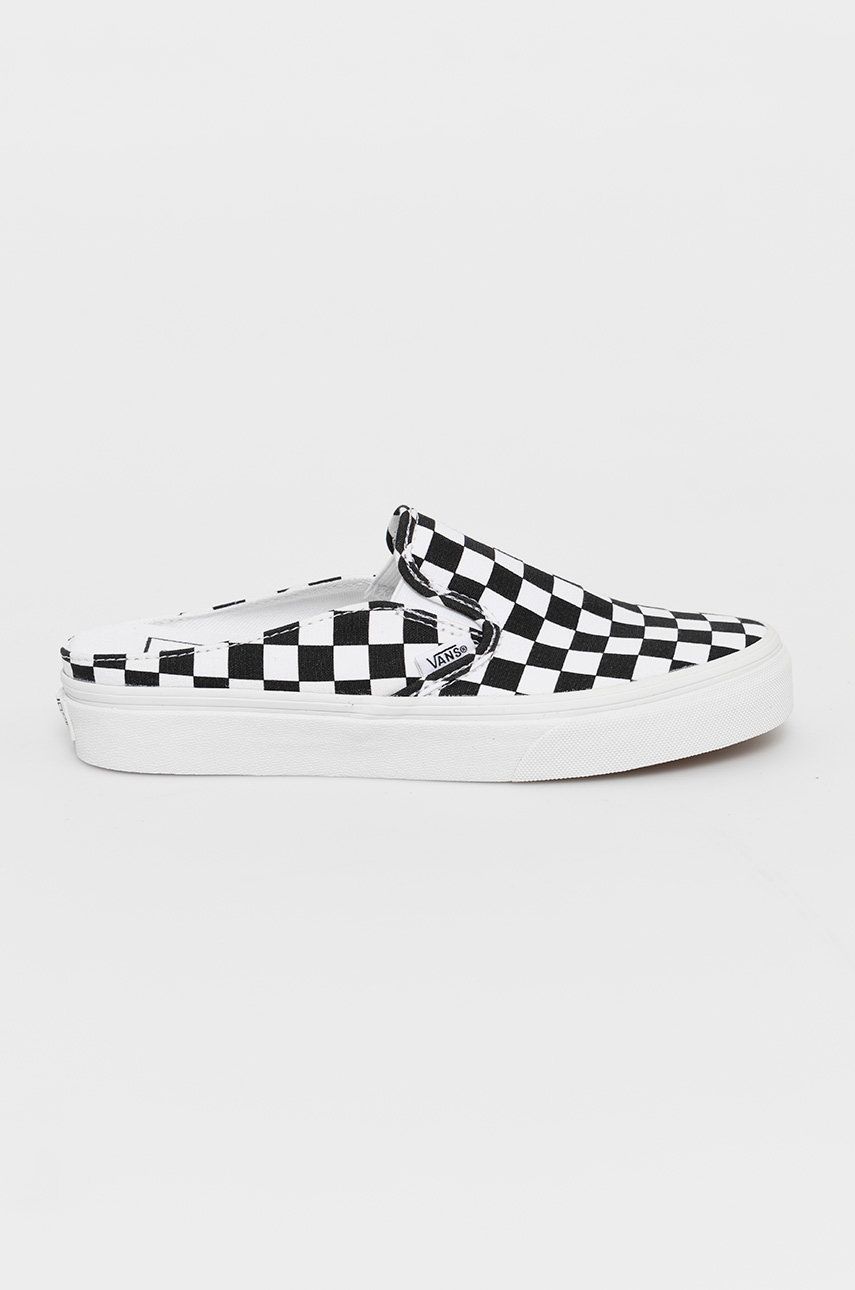 Papuci negri Vans dama de primavara din material textil cu toc plat si talpa din guma  online