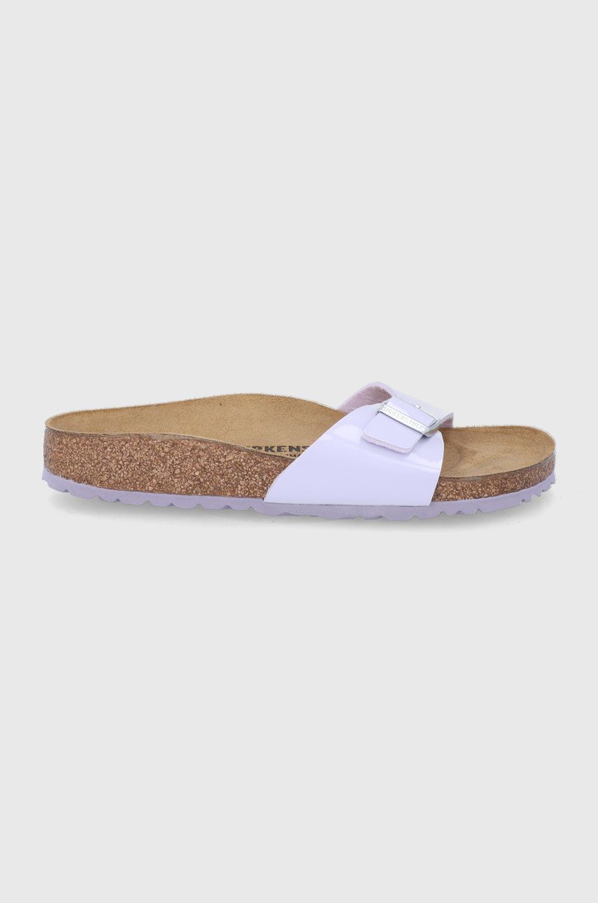 Papuci roz Birkenstock dama de ocazie din material sintetic  cu talpa sculptata Madrid BS