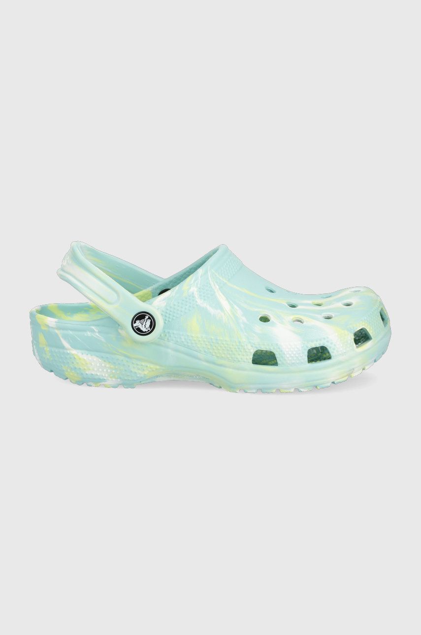 Papuci turcoaz Crocs dama de primavara din material sintetic  cu talpa sculptata  online