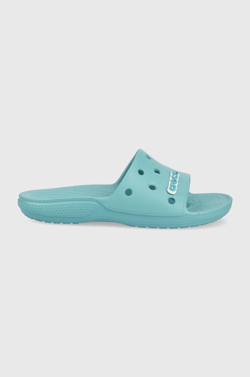 Papuci turcoaz Crocs dama de zi din material sintetic  cu talpa sculptata