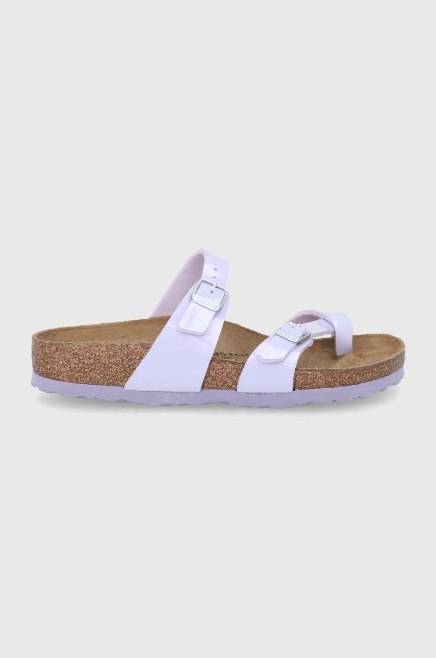 Papuci violet Birkenstock dama de vara din material sintetic  cu talpa din guma Mayari