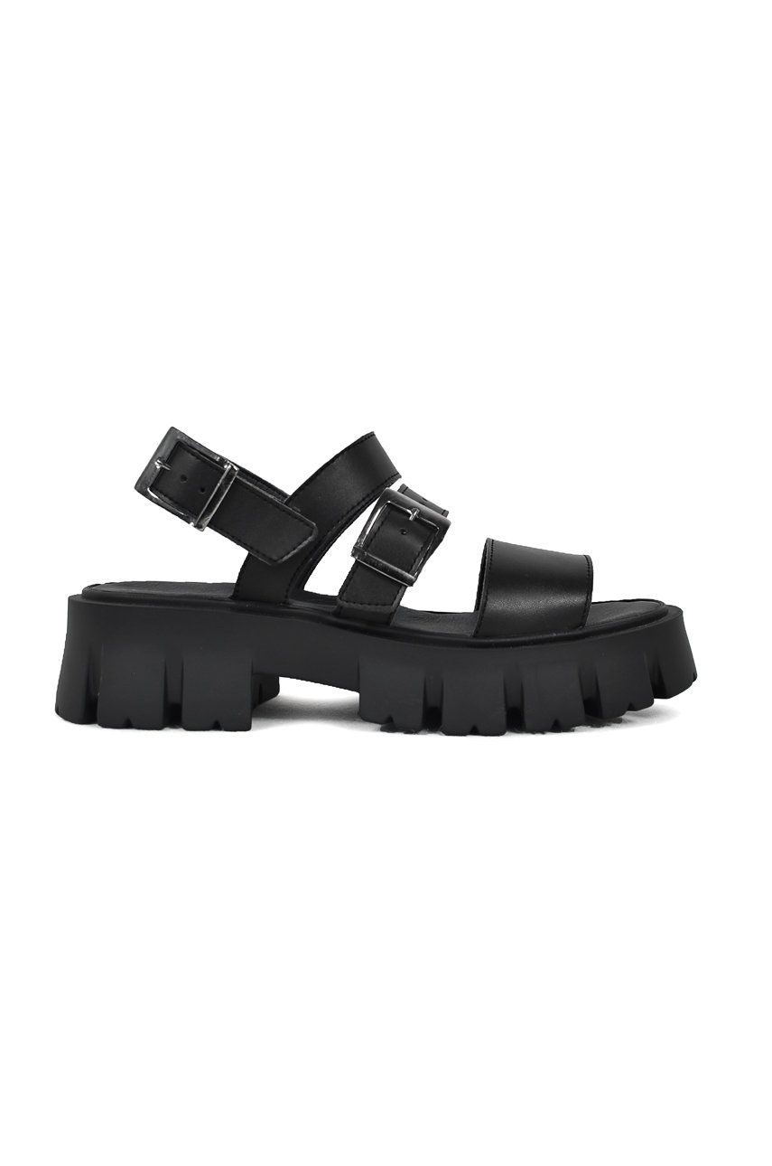 Sandale Altercore negre de vara dama din piele intoarsa  cu talpa sculptata SUSIE VEGAN online