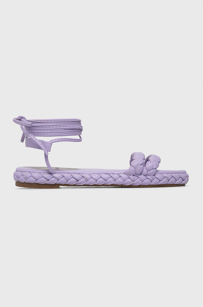 Sandale Answear Lab violet de plaja dama din piele intoarsa cu toc plat