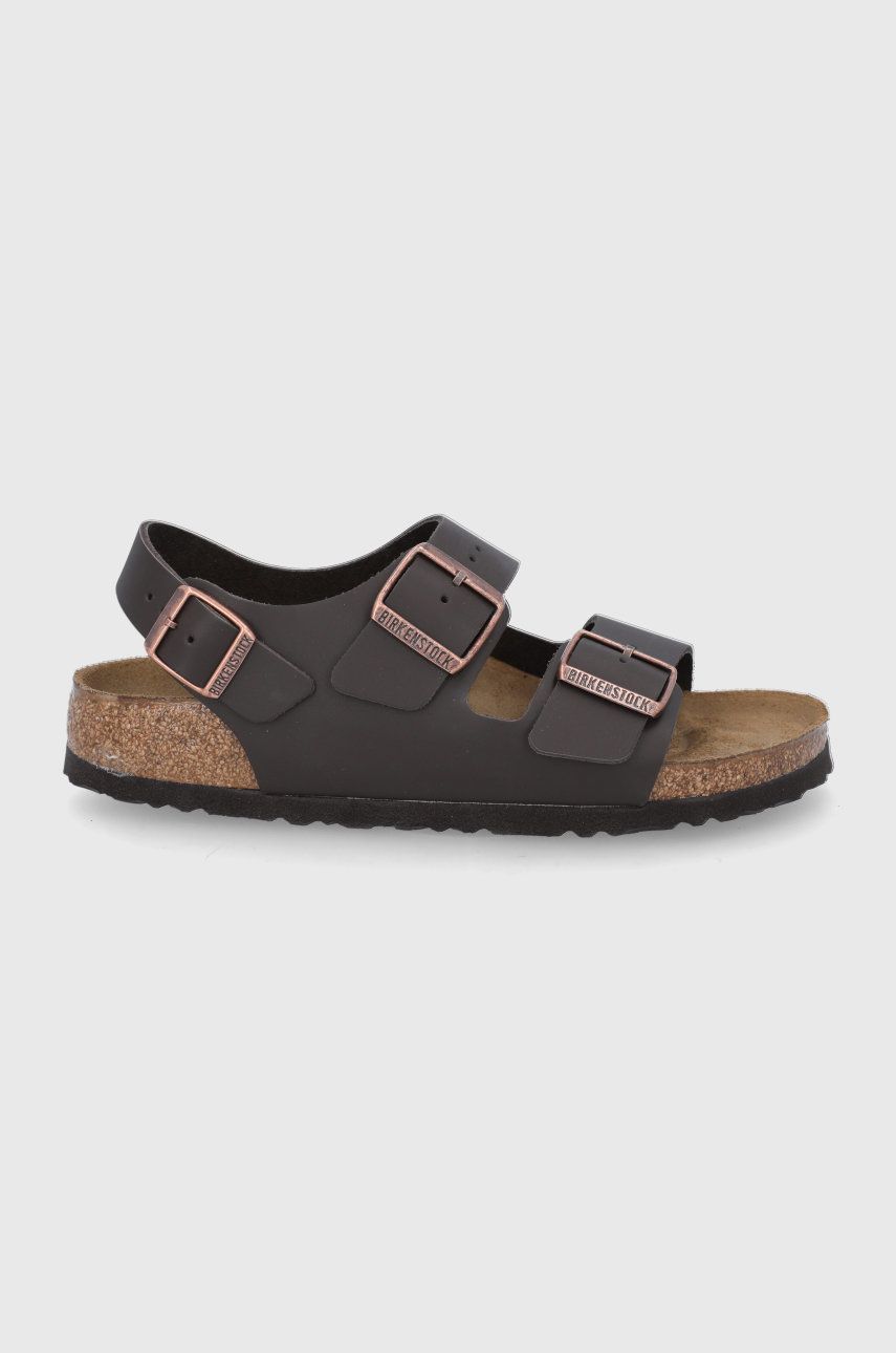 Sandale Birkenstock  de zi dama din piele naturala cu toc plat si talpa din guma Milano