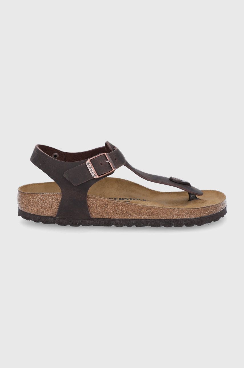 Sandale Birkenstock maro de plaja dama din piele naturala cu toc plat si talpa din guma Kairo online