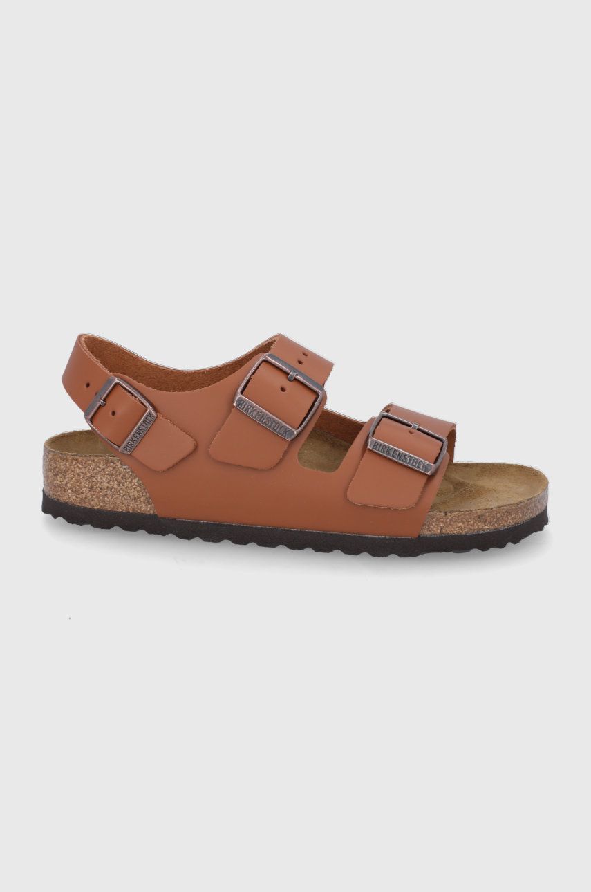 Sandale Birkenstock maro de primavara dama din piele naturala  cu talpa din guma Milano