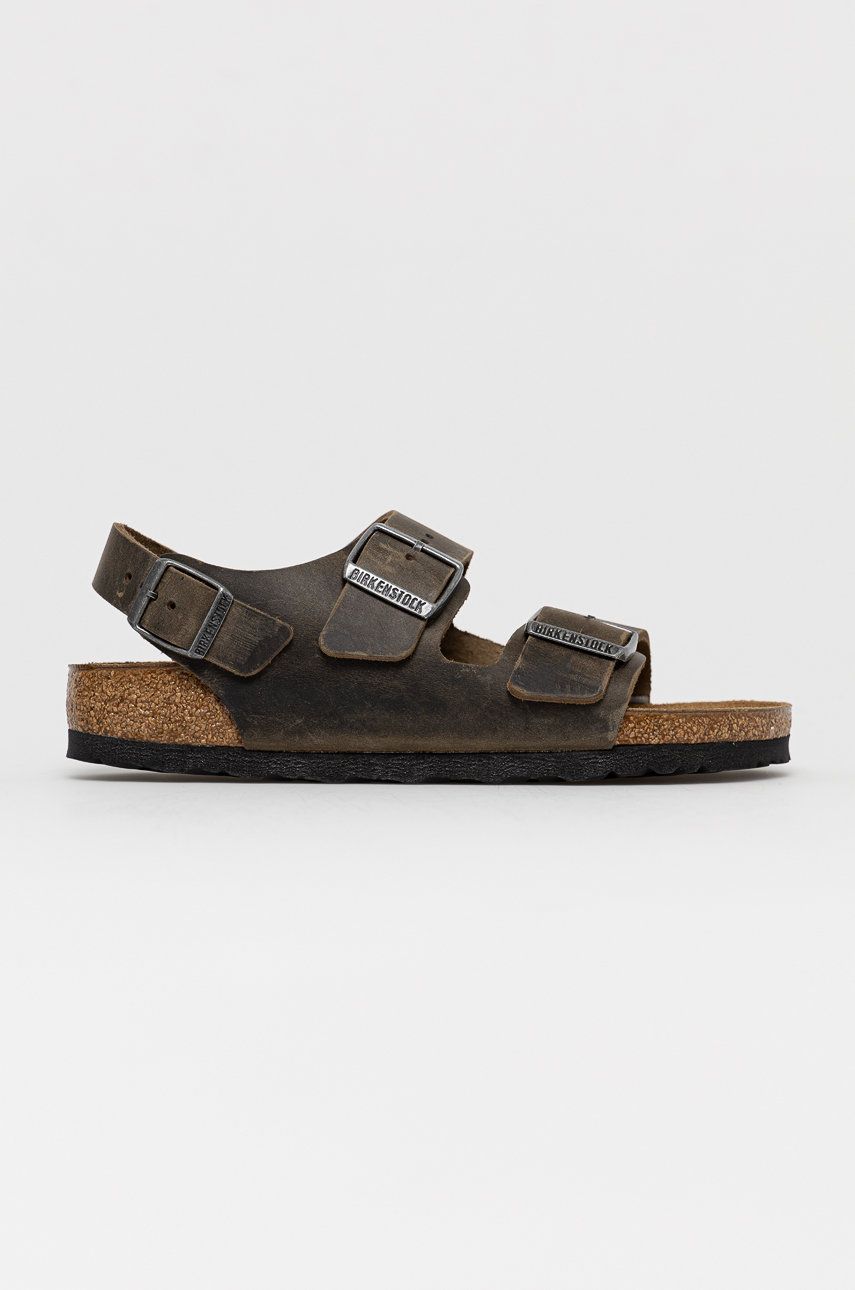 Sandale Birkenstock verzi de vara dama din piele naturala  cu talpa din guma