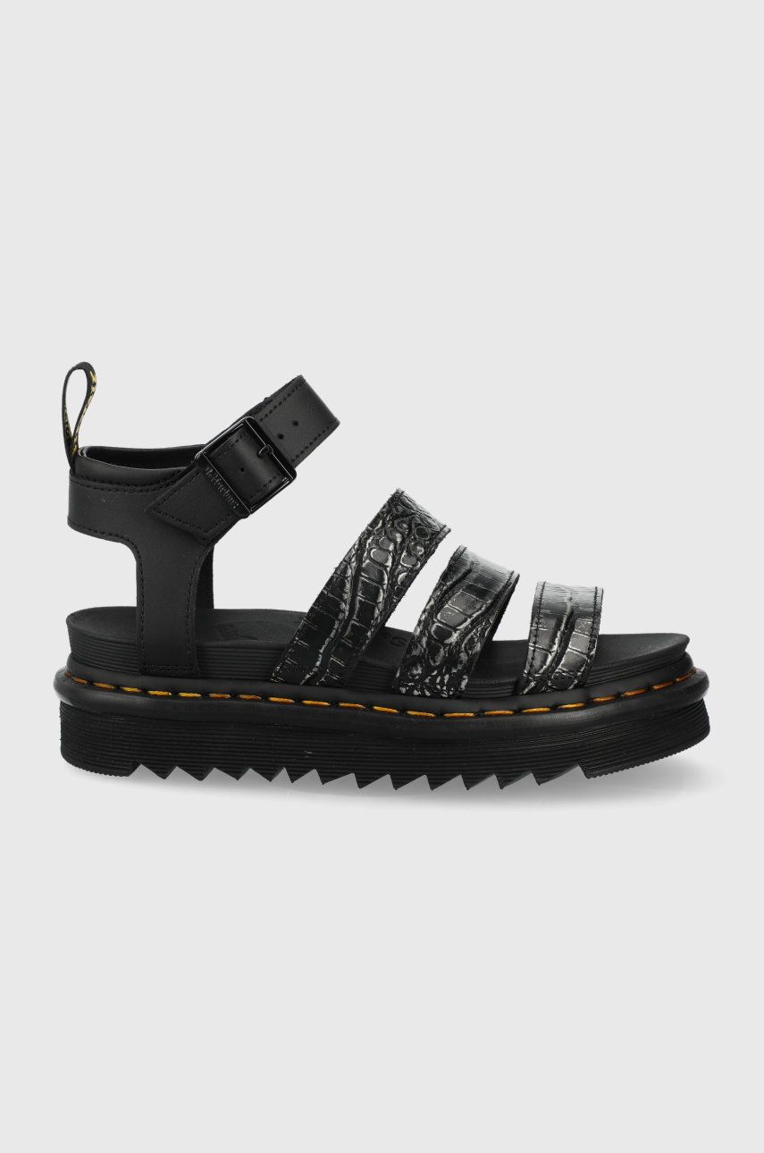 Sandale Dr. Martens negre de plaja dama din piele naturala cu talpa stabila si interior confortabil  online