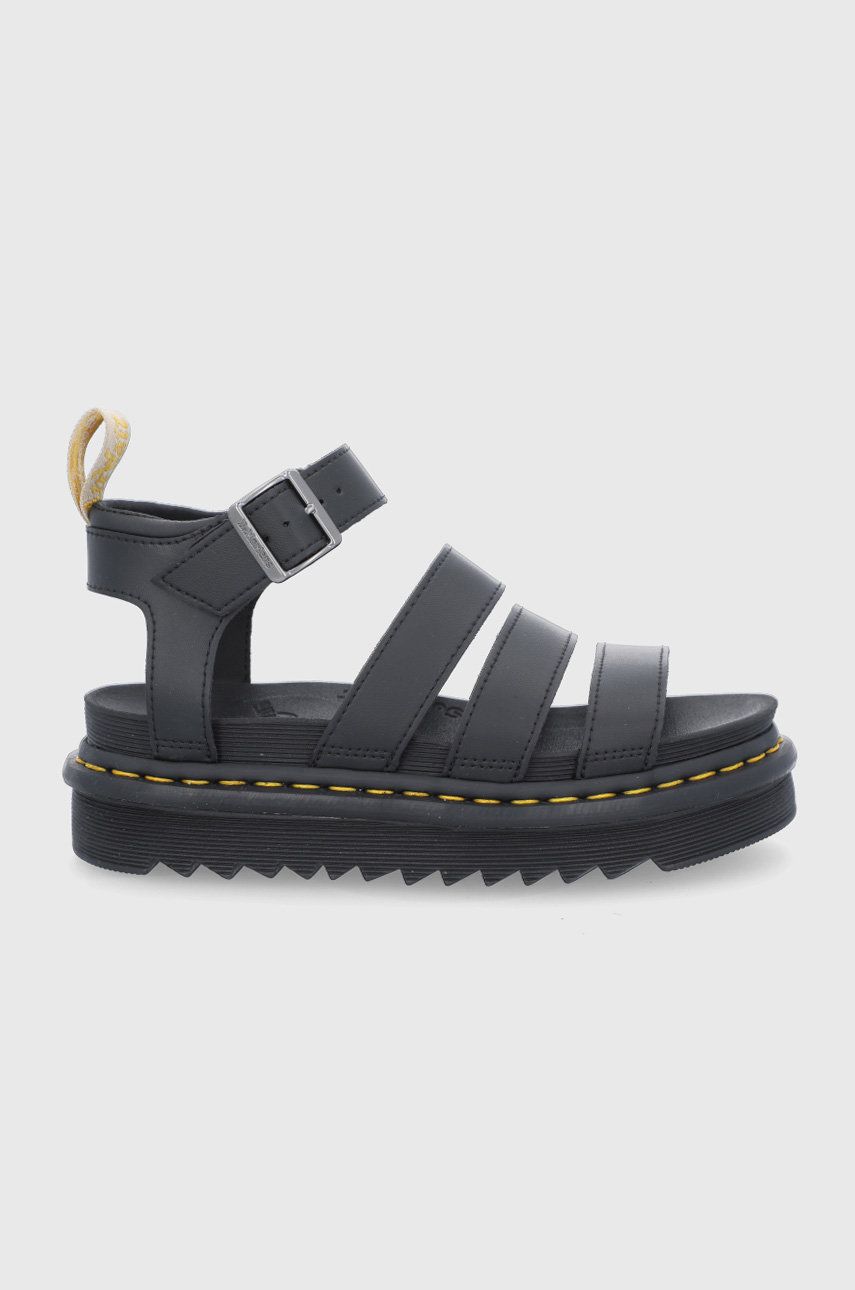 Sandale Dr. Martens negre de zi dama din piele intoarsa cu talpa din guma si interior confortabil  online