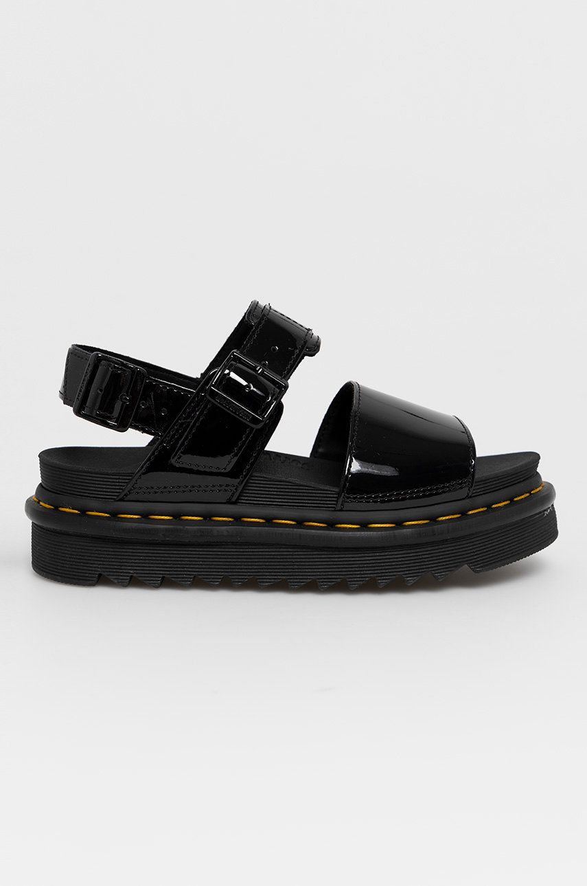 Sandale Dr. Martens negre de zi dama din piele naturala  cu talpa din guma  online