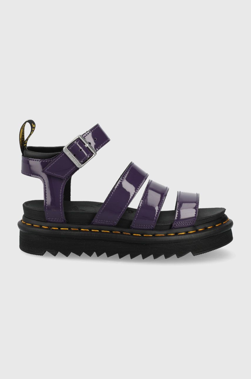 Sandale Dr. Martens violet de vara dama din piele naturala cu talpa din spuma si interior confortabil