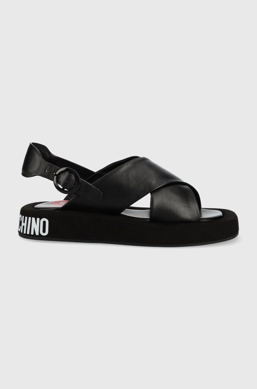 Sandale Love Moschino negre de vara dama din piele naturala cu talpa din guma si interior confortabil  online