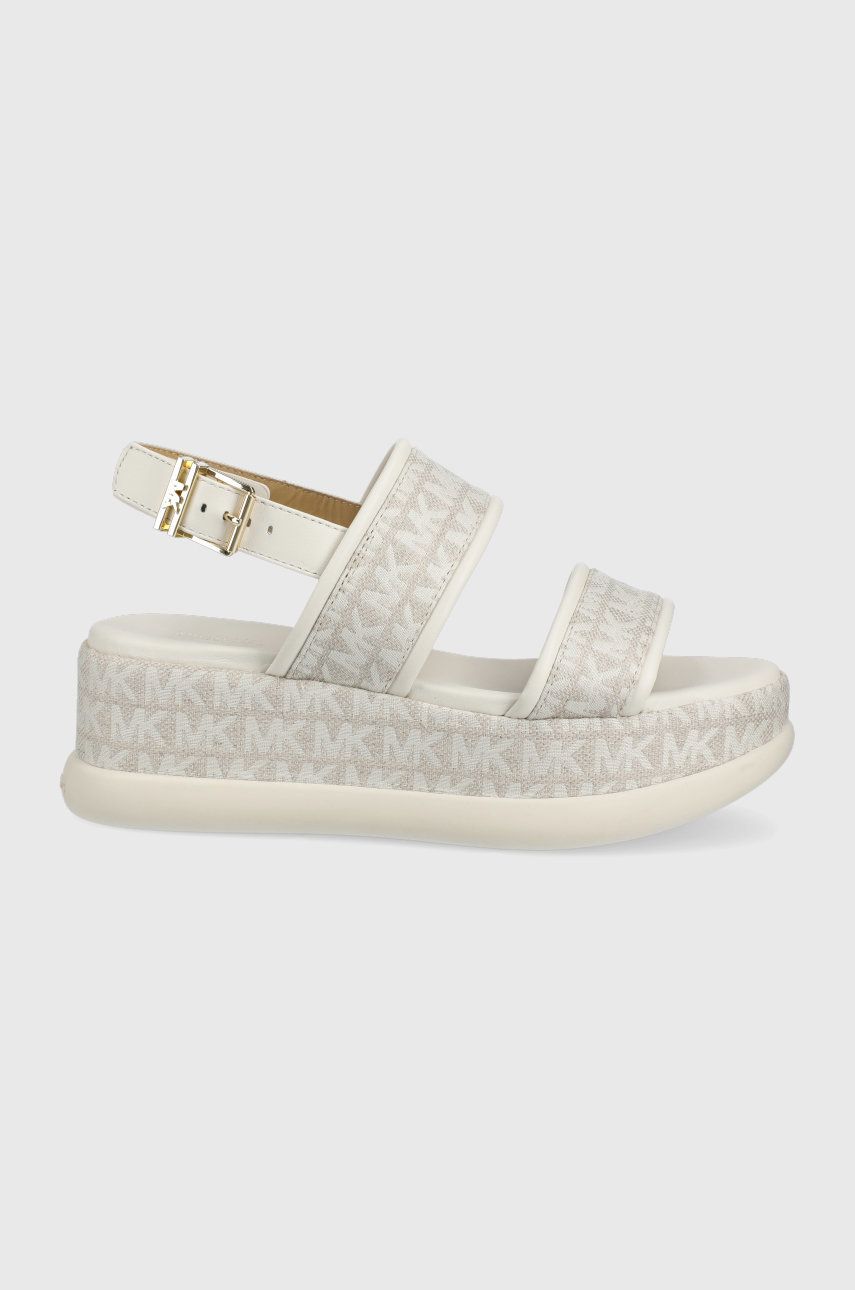 Sandale MICHAEL Michael Kors bej de zi dama din material textil cu piele naturala   Presley Platform