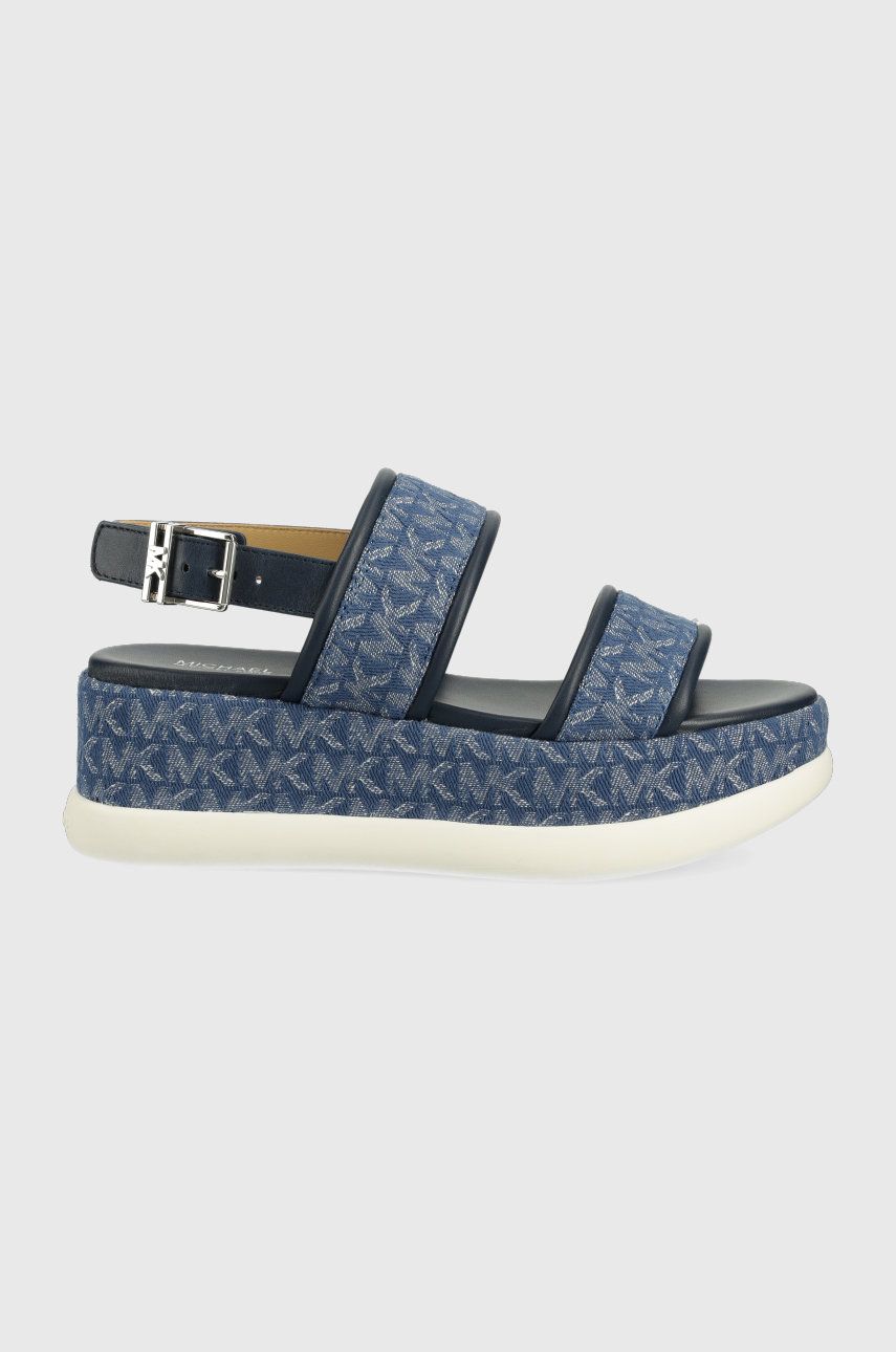 Sandale MICHAEL Michael Kors bleumarin de zi dama din material textil cu piele naturala cu talpa din guma si interior confortabil Presley Platform online