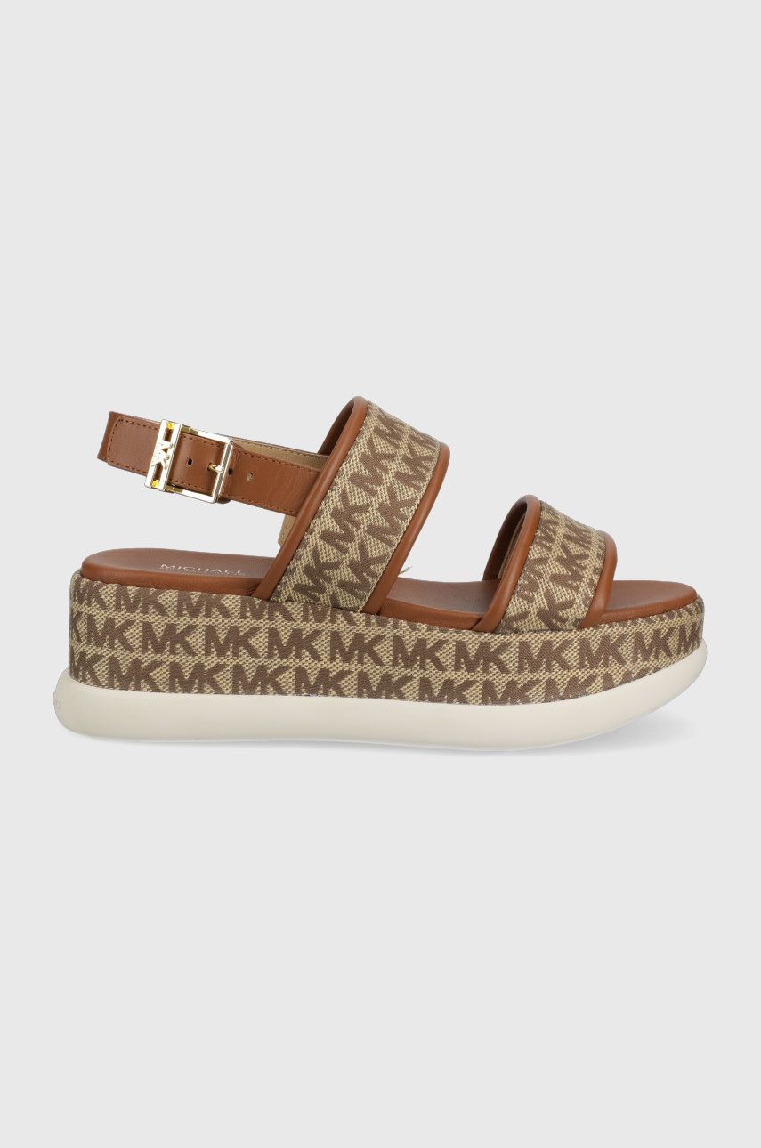 Sandale MICHAEL Michael Kors maro de plaja dama din material textil cu piele naturala  cu talpa din guma Presley Platform online