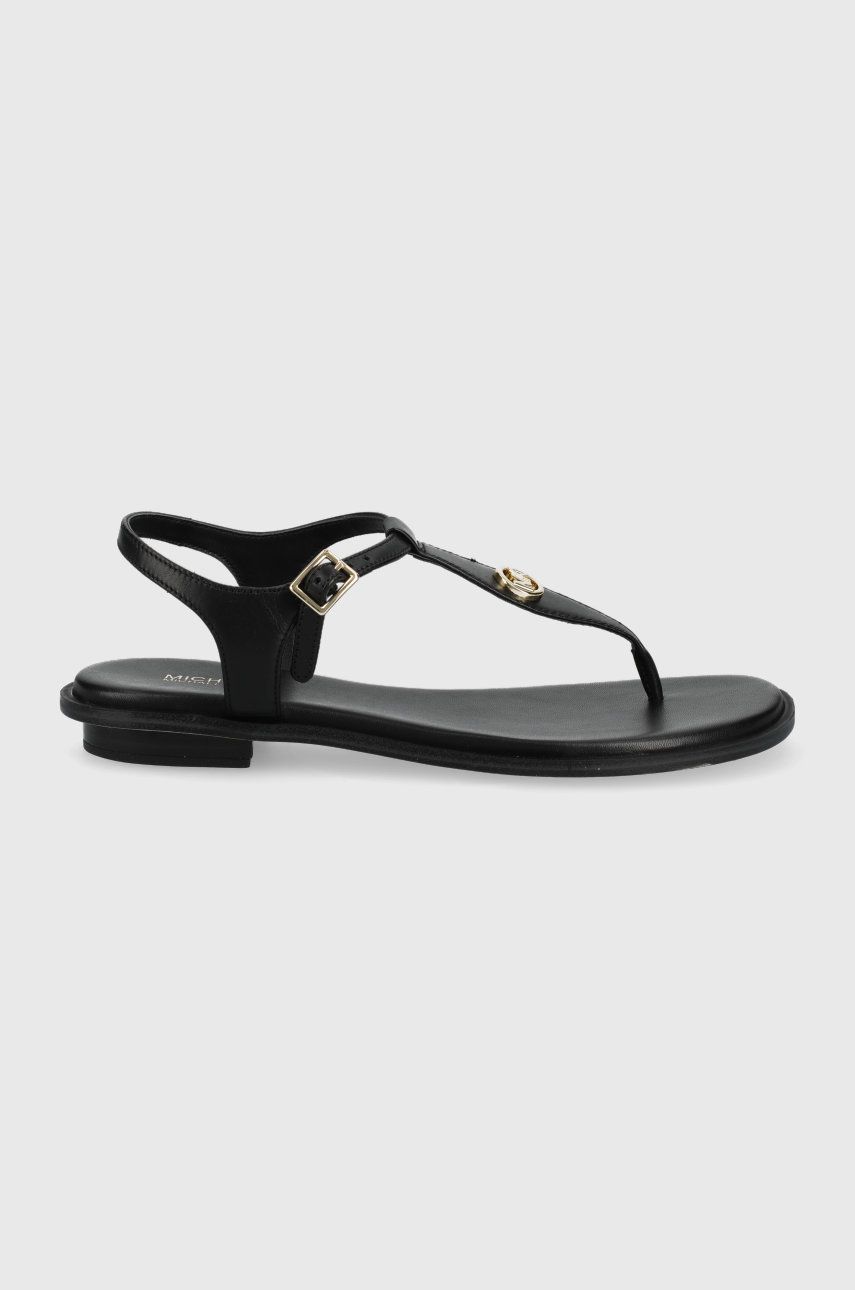 Sandale MICHAEL Michael Kors negre de vara dama din piele naturala  cu talpa din guma Mallory Thong online