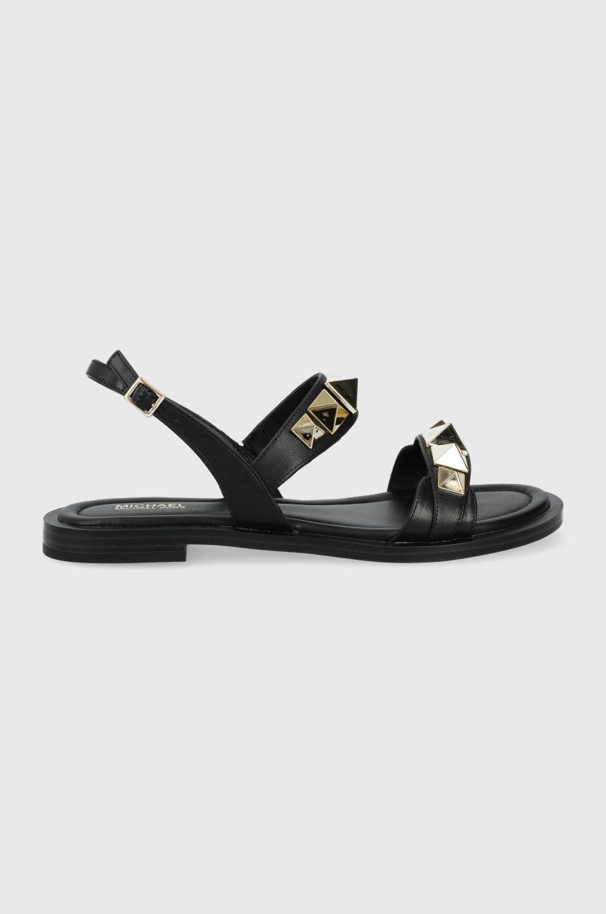 Sandale MICHAEL Michael Kors negre de zi dama din piele naturala cu toc plat  Wren