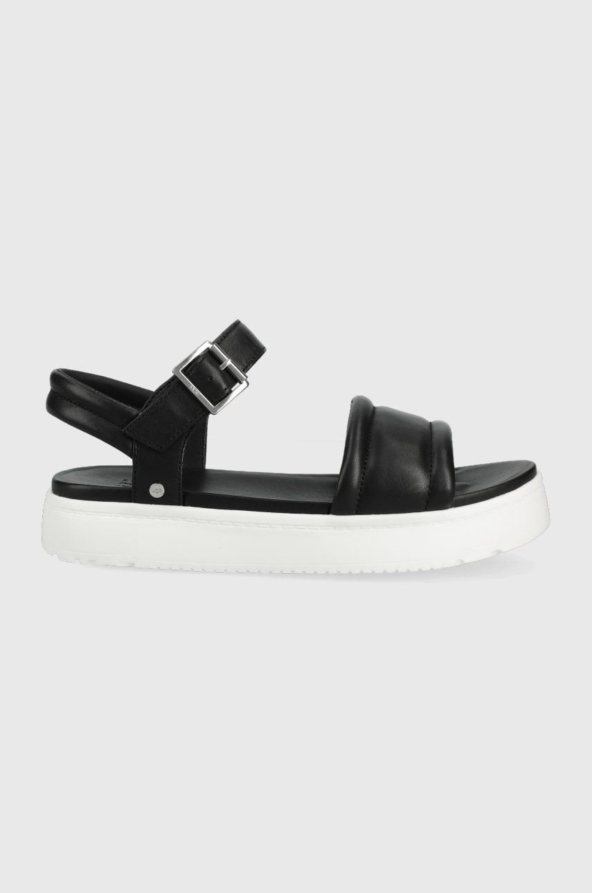 Sandale Ugg negre de vara dama din piele naturala  cu talpa sculptata Zayne Ankle Strap