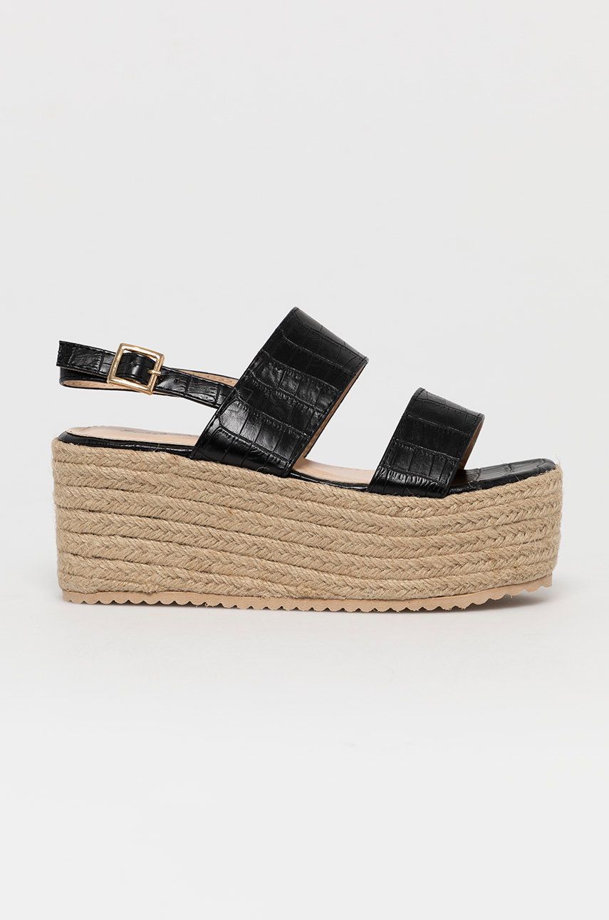 Sandale negre Answear Lab dama de plaja din piele intoarsa cu talpa comoda  Sweet Shoes online