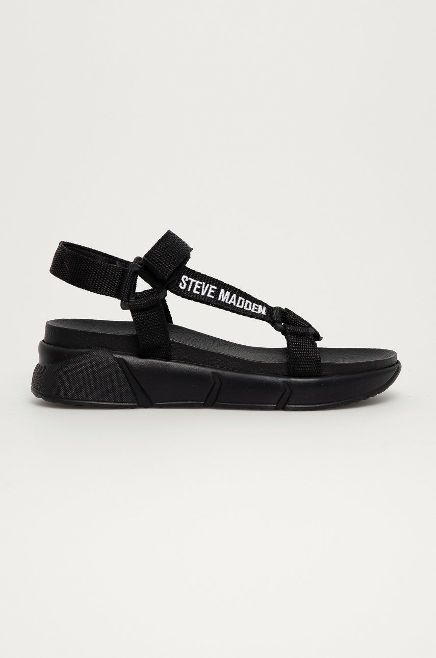 Sandale negre Steve Madden dama de primavara din material textil  cu talpa din guma  online