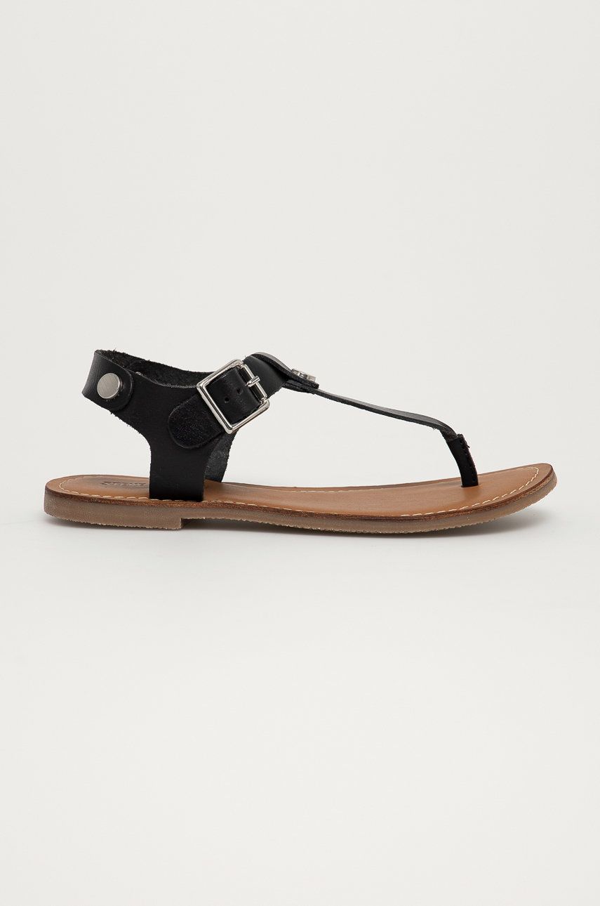 Sandale negre Steve Madden dama de zi din piele naturala  cu talpa din guma  online